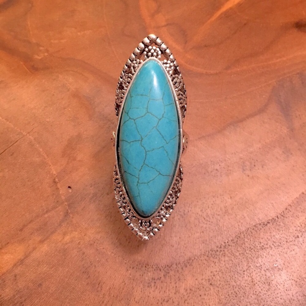 Turquoise Boho Statement Ring - image 6